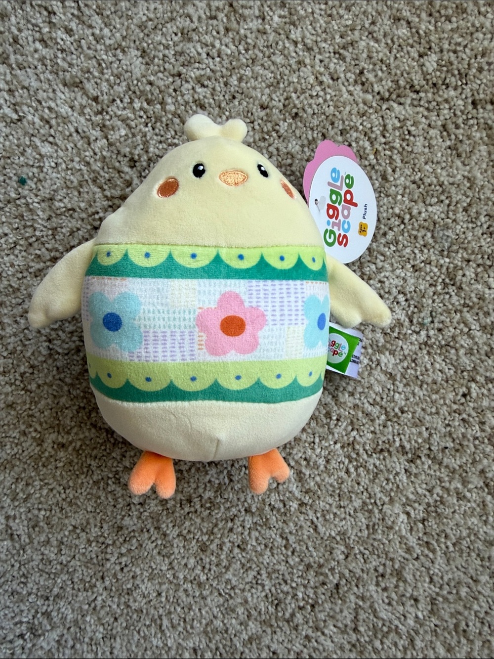 Giggle Scope Yellow Floral Chick Plush Toy - Soft Easter Stuffed Animal